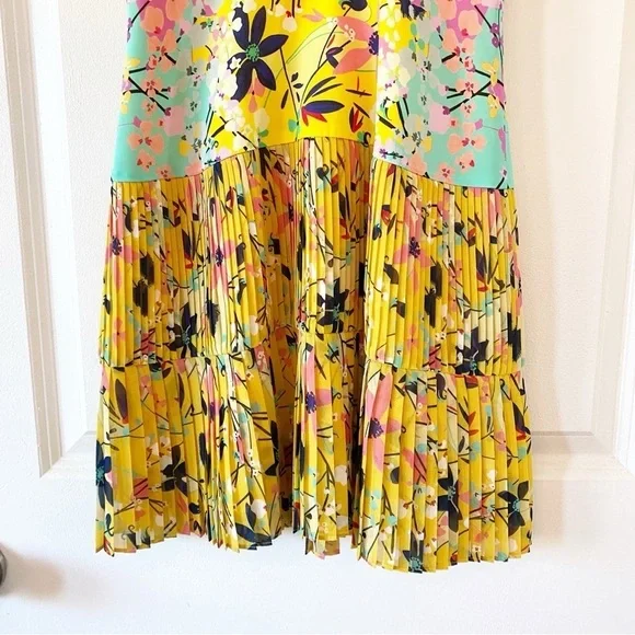 SALONI Amy 100% Silk Floral Mini Dress Lemon Garden Size 0 - Picture 6 of 13